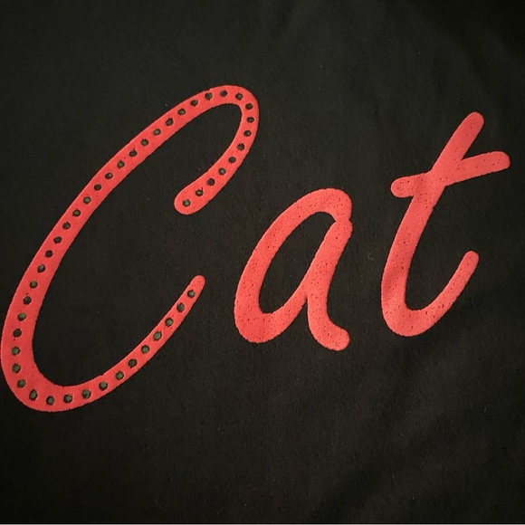 Cat Long Sleeve Black Shirt Lightweight Feline Bold Print Soft Loungewear - Picture 3 of 5